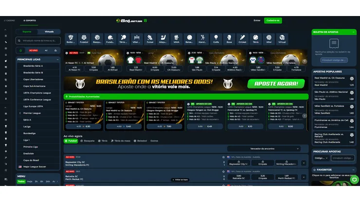 O site da BR4bet conta com uma interface intuitiva para facilitar seus palpites | Crédito: Reprodução / BR4Bet