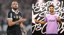 Arthur Cabral e Chris Ramos, jogadores do Botafogo. Fotos: Thiago Ribeiro/AGIF e Vítor Silva/Botafogo.