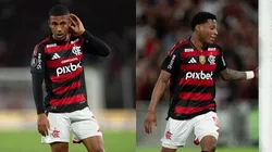 Samuel Lino e Gonzalo Plata, jogadores do Flamengo. Fotos: Jorge Rodrigues/AGIF.