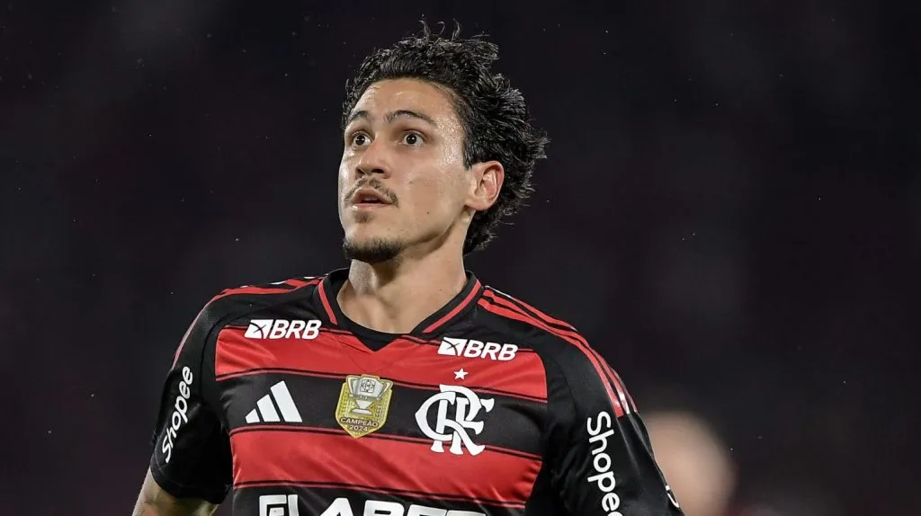 Pedro jogador do Flamengo durante partida contra o Atletico-MG no estadio Maracana pelo campeonato Brasileiro A 2025.