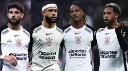 Yuri Alberto, Memphis Depay, André Carrillo e José Martínez em campo pelo Corinthians. Foto: AGIF