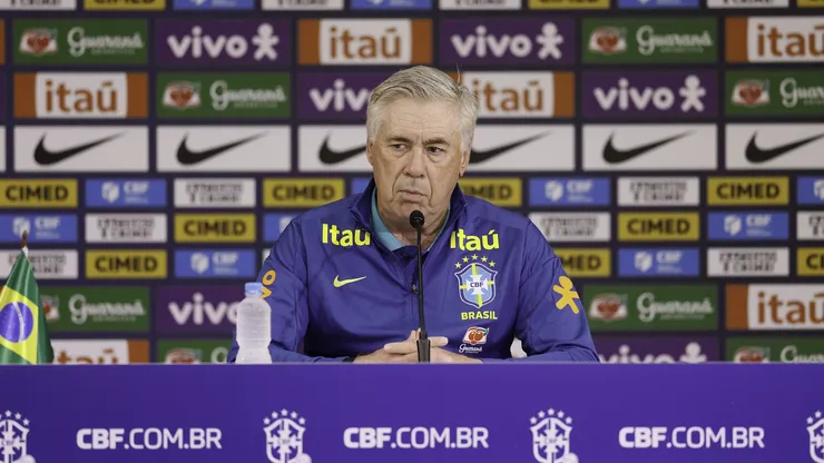 Ancelotti, em coletiva da seleção brasileira (@rafaelribeirorio I CBF)
