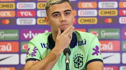 Andreas Pereira durante entrevista coletiva pela Seleção Brasileira, em março de 2024. Foto: Rafael Ribeiro/CBF