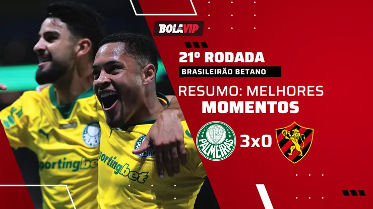 Veja como foi a vitória do Palmeiras por 3 a 0 sobre o Sport no Allianz, em jogo pela 21º rodada do Brasileirão Betano. Foto; AGIF