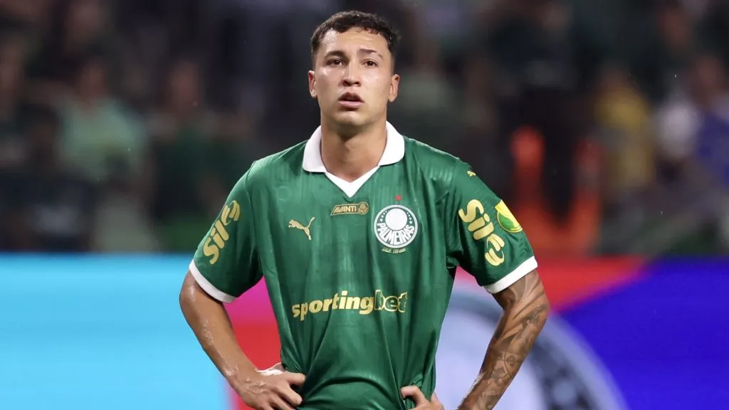 Thalys jogador do Palmeiras durante partida contra o Bragantino no estadio Arena Allianz Parque pelo campeonato Paulista 2025. Foto: Marcello Zambrana/AGIF