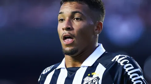 Marcos Leonardo durante partida entre São Paulo e Santos, no Morumbis, pelo Brasileirão 2023.