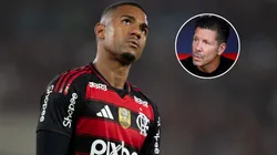 Samuel Lino não vê semelhança entre os estilos de jogo de Filipe Luís e Simeone FotoxFoto: Samuel Lino (AGIF); Simeone (Getty Images)