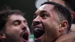 SP - SAO PAULO - 10/08/2025 - BRASILEIRO A 2025, PALMEIRAS X CEARA - Vitor Roque jogador do Palmeiras comemora seu gol durante partida contra o Ceara no estadio Arena Allianz Parque pelo campeonato Brasileiro A 2025. Foto: Ettore Chiereguini/AGIF