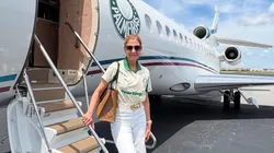 Leila Pereira em viagem com o Palmeiras. Foto: reprodução/Instagram/@leilapereira