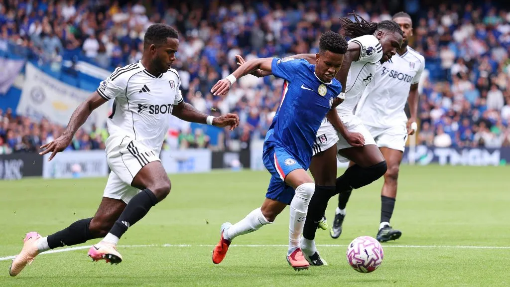 Estêvão durante Chelsea x Fulham. (Photo by Justin Setterfield/Getty Images)
