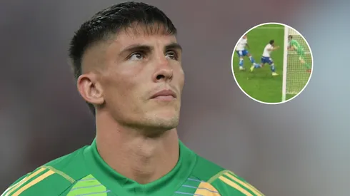 Rochet quase faz gol contra inacreditável em vitória do Internacional sobre o Fortaleza no Beira Rio. FotoxFoto: Rochet (AGIF); Lance (Reprodução/Premiere)