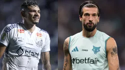 Tiquinho Soares e Lautaro Díaz vivem momentos parecidos em 2025 - Fotos: Reinaldo Campos/AGIF e Gilson Lobo/AGIF