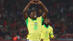 SANTIAGO, CHILE - OCTOBER 10: Luiz Henrique of Brazil celebrates after scoring the team's second goal during the FIFA World Cup 2026 South American Qualifier match between Chile and Brazil at Estadio Nacional de Chile on October 10, 2024 in Santiago, Chile. (Photo by Marcelo Hernandez/Getty Images)