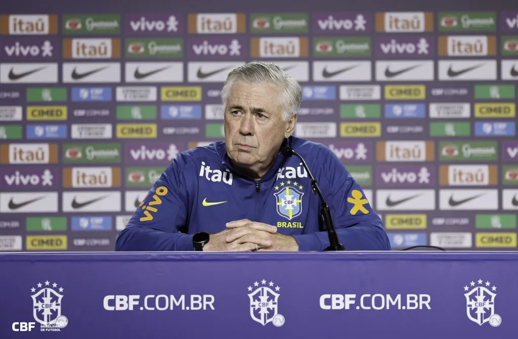 Carlo Ancelotti técnico da Seleção Brasileira durante coletiva de imprensa – FOTO: @rafaelribeirorio / CBF