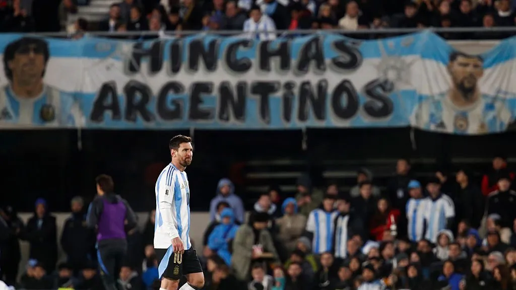 Messi em despedida no Monumental de Nunez. Foto: Marcos Brindicci/Getty Images