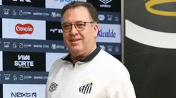 Presidente Marcelo Teixeira durante coletiva oficial em coletiva de imprensa realizada no Vila Belmiro. Foto: Mauricio De Souza/AGIF