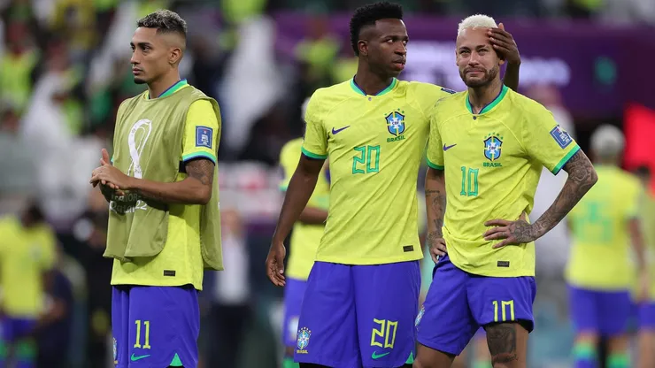 Neymar, Vinicius Júnior e Raphina após jogo da Seleção Brasileira - (Photo by Michael Steele/Getty Images)