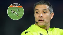 VAR anula gol de pênalti por conta de agressão antes da cobrança. FotoxFoto: Árbitro (AGIF); Lance (Reprodução/ESPN)