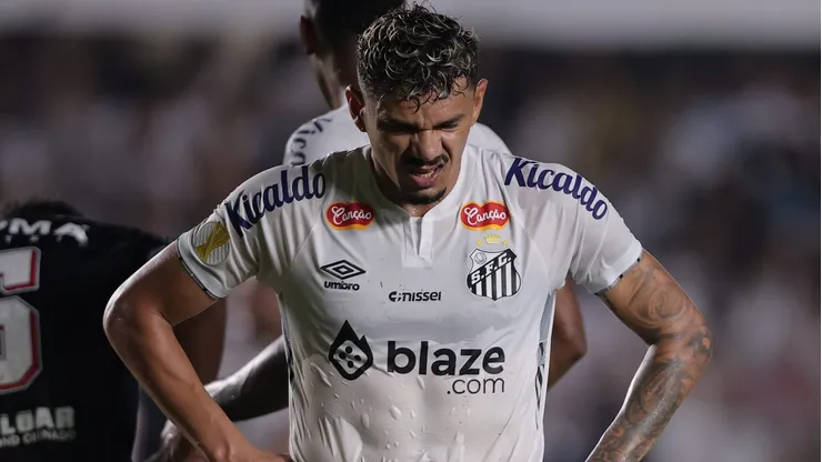 Tiquinho Soares em ação com a camisa do Santos. Foto: Ettore Chiereguini/AGIF