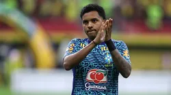 Rodrygo, jogador da Seleção reage antes da partida de qualificação para a Copa do Mundo 2026 entre o Brasil e o Peru na Arena BRB Mané Garrincha (2024)