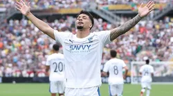Marcos Leonardo comemorando gol durante partida entre Al-Hilal e Fluminense, pelo Mundial de Clubes. Foto: Megan Briggs