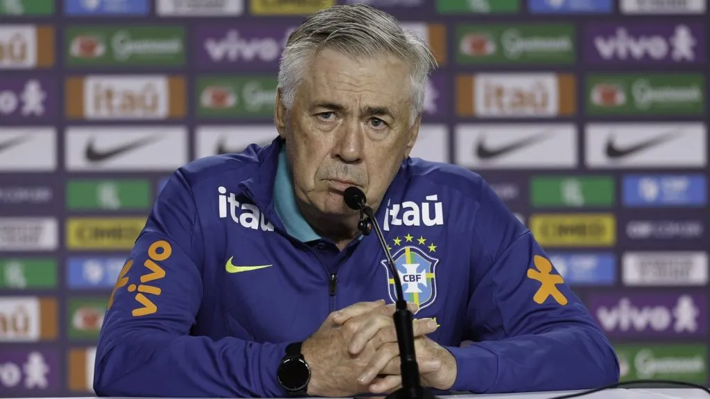 Carlo Ancelotti durante entrevista coletiva. Foto: Rafael Ribeiro/CBF