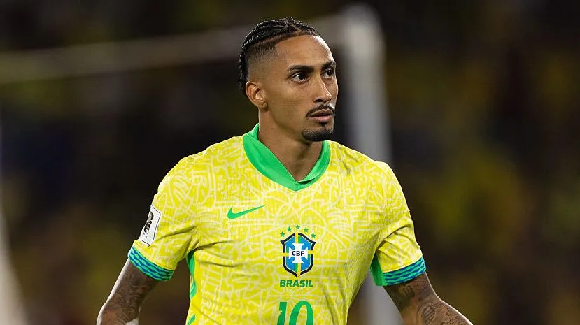 Raphinha na Seleção Brasileira. Foto: Ruano Carneiro/Getty Images