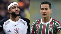 Memphis Depay e PH Ganso. Fotos: Thiago Ribeiro/AGIF e Marcelo Zambrana/AGIF