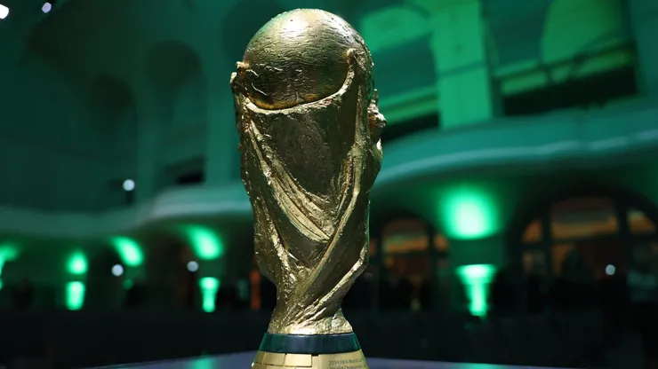 LEIPZIG, GERMANY - JANUARY 24: A detailed view of the FIFA World Cup trophy during a gala to celebrate the 125th anniversary of the German Football Association DFB at Kongresshalle Leipzig on January 24, 2025 in Leipzig, Germany. (Photo by Maja Hitij/Getty Images)