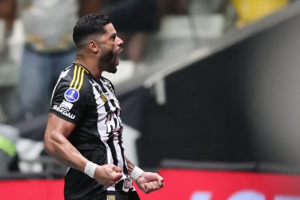 Hulk, jogador do Atletico-MG comemora seu gol durante partida contra o Godoy Cruz no estadio Arena MRV pelo campeonato Copa Sul-americana 2025. Foto: Gilson Lobo/AGIF