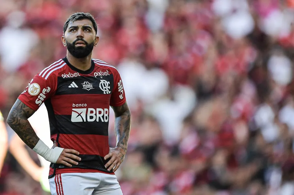 Gabigol, jogador do Flamengo durante partida contra o America no estadio Maracana pelo campeonato Brasileiro A 2023. Foto: Thiago Ribeiro/AGIF