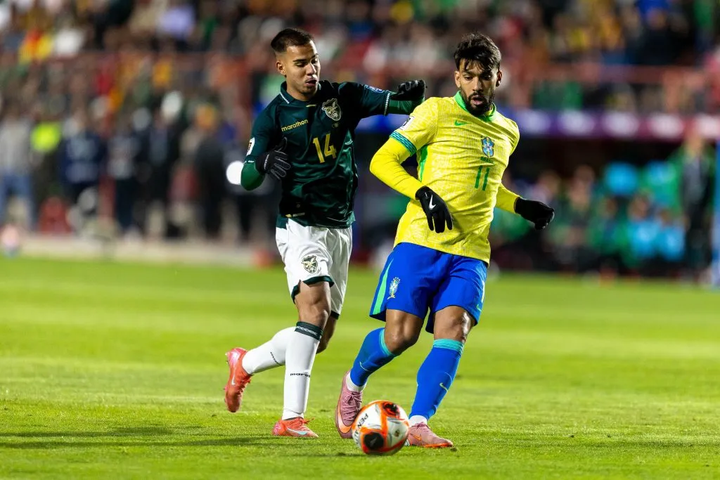 Lucas Paqueta jogador do Brasil durante partida contra o Bolivia no estadio El Alto pelo campeonato Eliminatorias Copa Do Mundo 2026. Foto: Paulo De Tarso/AGIF