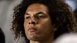 Arão durante a única partida que atuou pelo Peixão