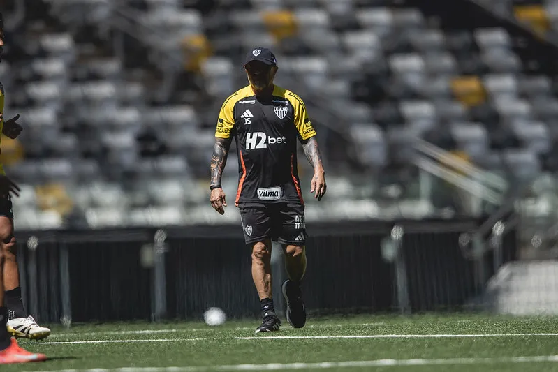 Sampaoli durante treino do Atlético-MG. Foto: Pedro Souza/Atlético