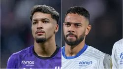 Marcos Leonardo e Renan Lodi no Al-Hilal. Foto: Abdullah Ahmed/Getty Images