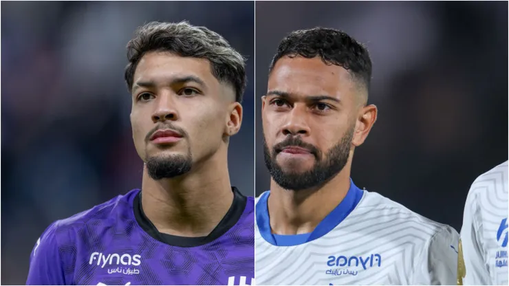 Marcos Leonardo e Renan Lodi no Al-Hilal. Foto: Abdullah Ahmed/Getty Images