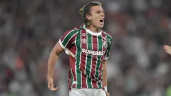 Canobbio jogador do Fluminense comemora seu gol durante partida contra o Bahia no estadio Maracana pelo campeonato Copa Do Brasil 2025. Foto: Thiago Ribeiro/AGIF