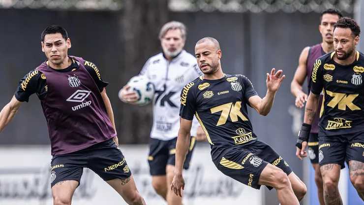Caballero e Mayke são opções de Vojvoda contra o Galo - Foto: Raul Baretta/Santos FC