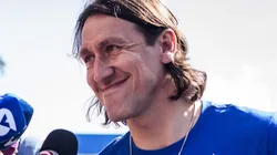 Cássio durante sua chegada ao clube mineiro, em 2024. Foto: Gustavo Aleixo/Cruzeiro