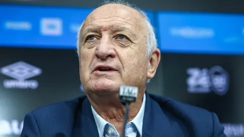 Felipão durante sua apresentação. Foto: Lucas Uebel/Grêmio FBPA