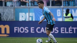 Franco Cristaldo jogador do Gremio durante partida contra o Mirassol no estadio Arena do Gremio pelo campeonato Brasileiro A 2025. Foto: Maxi Franzoi/AGIF