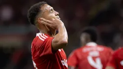 Alan Patrick jogador do Internacional comemora seu gol durante partida contra o Fortaleza no estadio Beira-Rio pelo campeonato Brasileiro A 2025. Foto: Maxi Franzoi/AGIF