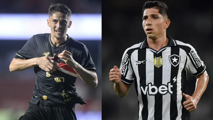 Pablo Maia e Savarino são se enfrentar em São Paulo x Botafogo - Fotos: Alan Morici/AGIF e Foto: Thiago Ribeiro/AGIF