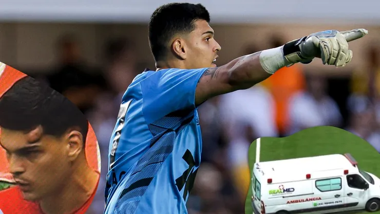 Gabriel Brazão, goleiro do Santos em partida pelo campeonato brasileiro