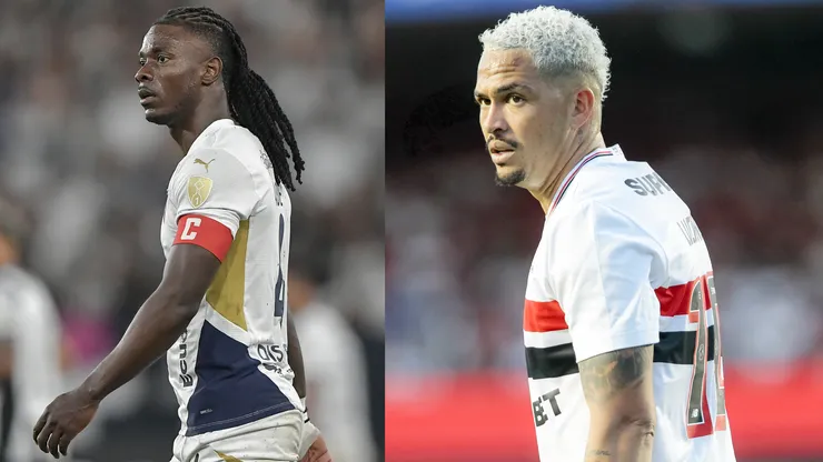 Adé e Luciano vão se enfrentar em LDU x São Paulo - Fotos: Thiago Ribeiro/AGIF e Marco Miatelo/AGIF