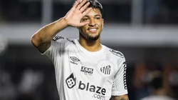 Marcos Leonardo jogador do Santos durante partida contra o Fortaleza no estadio Vila Belmiro pelo campeonato Brasileiro A 2023. Foto: Abner Dourado/AGIF