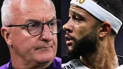 Dorival Júnior e Memphis Depay, do Corinthians. Fotos: Ettore Chiereguini e Fabio Giannelli/AGIF