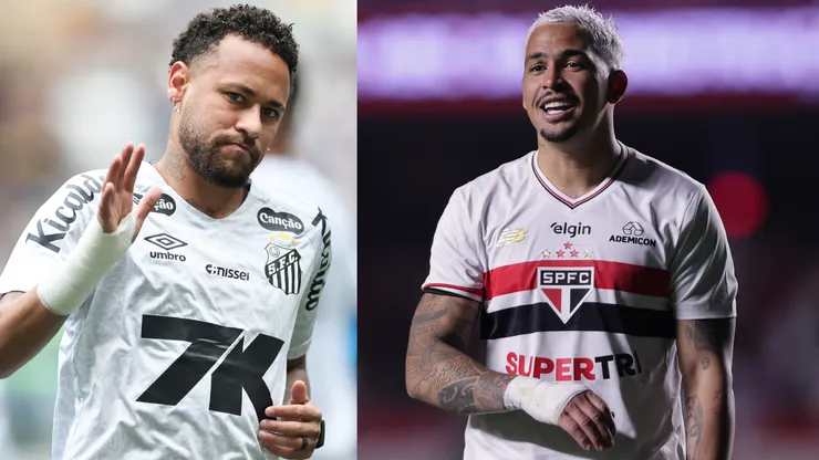 Neymar e Luciano vão se enfrentar em Santos x São Paulo - Fotos: Gilson Lobo/AGIF e Ettore Chiereguini/AGIF