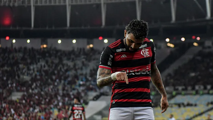 Gabigol jogador do Flamengo comemora gol anulado pelo VAR(recurso de video) durante partida contra o Corinthians no estadio Maracana pelo campeonato Copa Do Brasil 2024. Foto: Thiago Ribeiro/AGIF