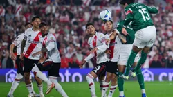 Gol de Gustavo G[omez qie abriu o placar para o Palmeiras diante do River Plate. (Photo by Marcelo Endelli/Getty Images)